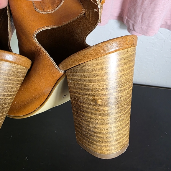 Carvela Kurt Geiger Chic Tan Leather Open-Toe Ankle Heels Size 36 - Picture 4 of 10